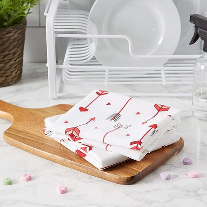 DII Valentine Kitchen Towels Set of 3 Arrow Collage 18x28 Dish Towels