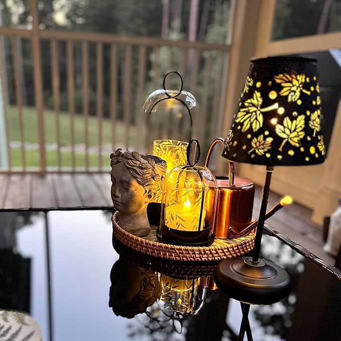 Round 12" Rattan Serving Tray with Mother of Pearl Inlay, Decorative Wicker Tray with Wooden Base for Bread, Fruit, Food Display and Storage (Leaf)