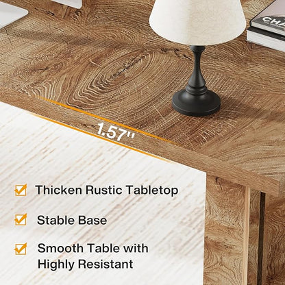 Tribesigns 63-inch Executive Desk, Vintage Home Office Computer Desk with Large Tabletop, Farmhouse Wood Writing Conference Table Workstation for Office, Study, Light Oak Brown