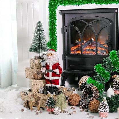 CANREVEL 4 Pieces 26.2 Ft Christmas Garland Metallic Shiny Twist Tinsel Garland Hanging Decorations for Christmas Tree, Mantle, Stairs Railing Decorations - Green