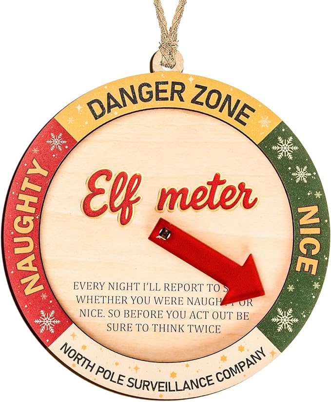 Funny Christmas Ornaments – Naughty or Nice Elf Meter Ornament 2025 – Christmas Ornament 2025 – White Elephant Gifts - Xmas Tree Funny Decoration Decoration