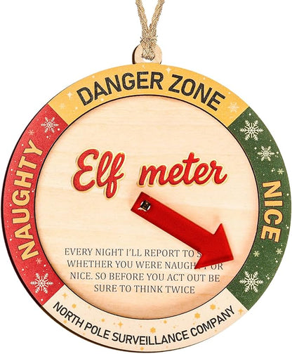 Funny Christmas Ornaments – Naughty or Nice Elf Meter Ornament 2025 – Christmas Ornament 2025 – White Elephant Gifts - Xmas Tree Funny Decoration Decoration