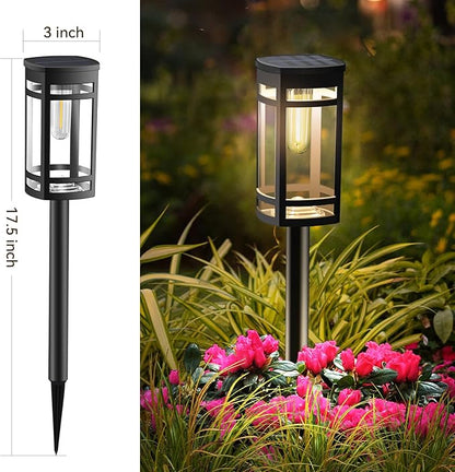 EXCMARK 8 Pack Solar Lights Outdoor Waterproof for Garden Pathway Walkway Driveway Yard Lawn Decorative Landscape Lighting. (Warm White Light, 8)