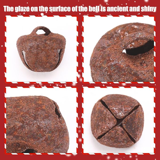 Augshy 120 Rustic Christmas Jingle Bells, 3/5 Inch Iron Craft Bells for Christmas Decorations