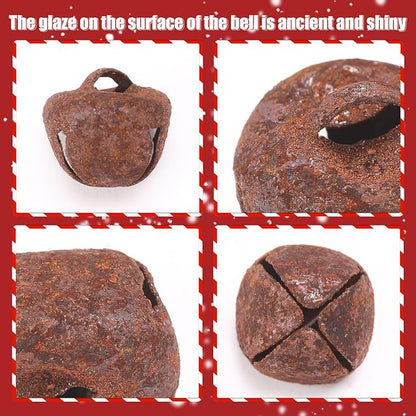 Augshy 120 Rustic Christmas Jingle Bells, 3/5 Inch Iron Craft Bells for Christmas Decorations
