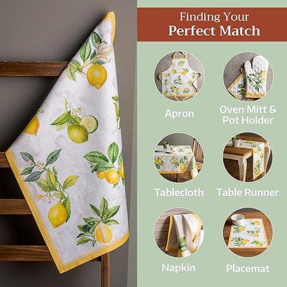 Maison d'Hermine Dish Towels 100% Cotton Absorbent Limoncello Set of 3 Spring Summer