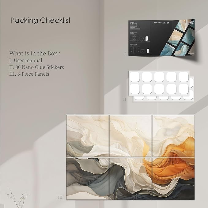 6-Pack Decorative Acoustic Panels, 72x48 Inch Large Sound Absorbing Wall Panels for Studio, Office, or Home – Easy to Install, Modern Noise Reduction Solution