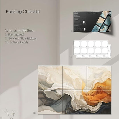 6-Pack Decorative Acoustic Panels, 72x48 Inch Large Sound Absorbing Wall Panels for Studio, Office, or Home – Easy to Install, Modern Noise Reduction Solution