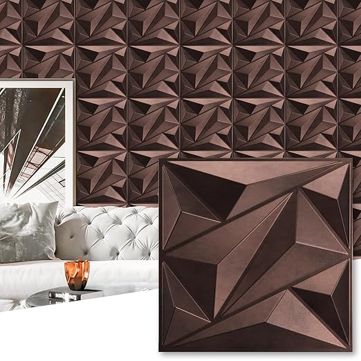 Art3dwallpanels Antique Copper 33 Pack 3D Wall Panels for Interior Decor, PVC Textured Wall Panels 12''x12'' Cover 32.Sq.Ft.Antique Copper