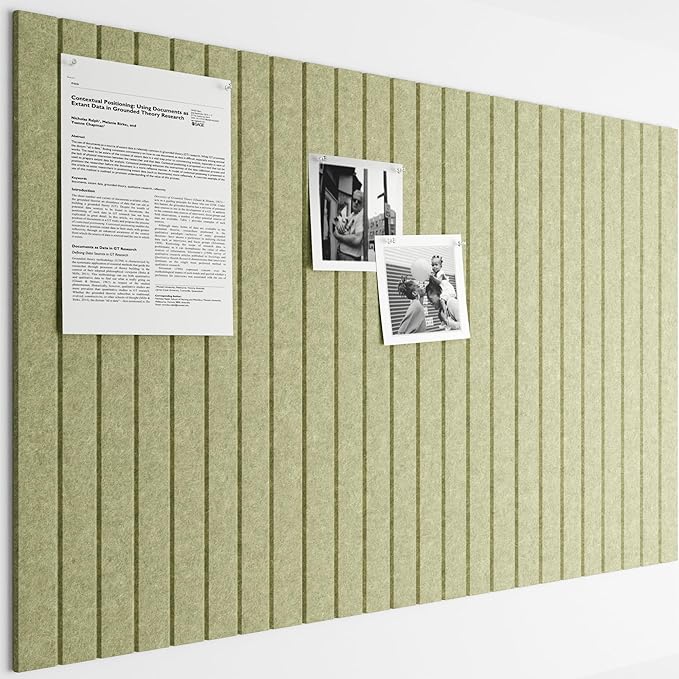 Bumusty Large Felt Bulletin Board 48" x 36" Cork Board Alternative - 6 Pack with 40 Safe Removable Adhesive Tabs, Cork Boards for Walls Cork Board for Home Office Classroom Pin Board (Olive Green)