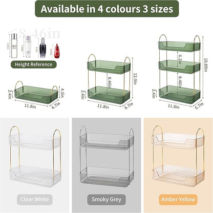 2 Tier Bathroom Organizer Countertop Makeup Perfume Skincare Organizer for Bathroom Dresser Vanity (Green)