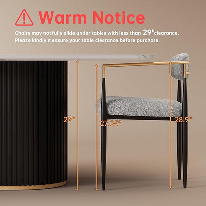 Morden Fort Mid-Century Modern Boucle Dining Chairs Set of 6, Brushed Gold with Black Metal Legs and Upholstered Cushion, Sherpa for Living Room Bedroom Outdoor Lounge