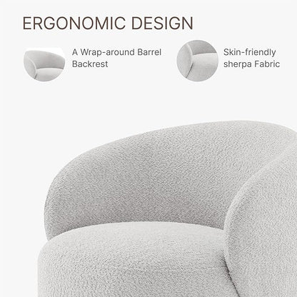 Swivel Accent Chair Round Barrel Armchair Upholstered Performance Fabric for Living Room Bedroom Reading Waitingroom,2 PCS,Light Grey