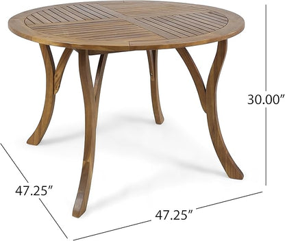 Christopher Knight Home Adn Outdoor 47" Round Acacia Wood Dining Table, Teak