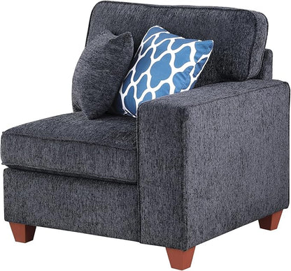 Sectional Sofa L Shaped Chenille Upholstered 7 Seat Sofa, Dark Gray