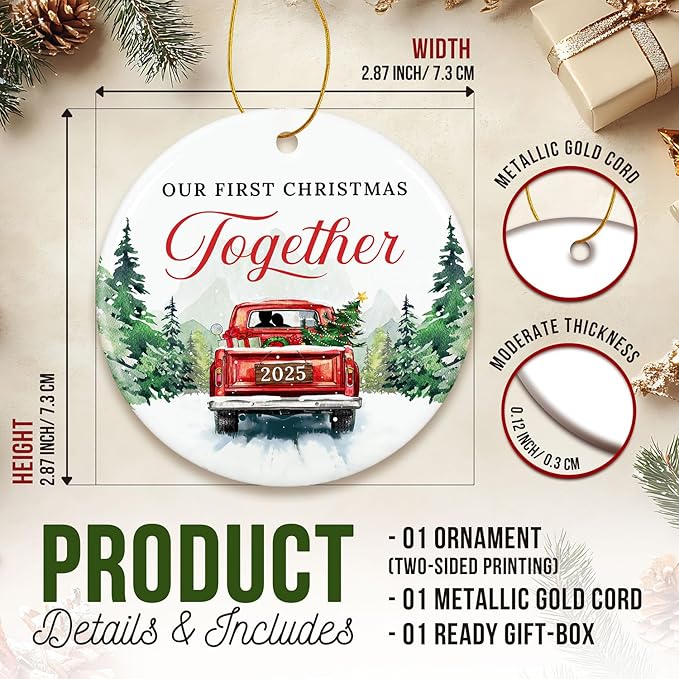 ZAGKOO Christmas Couples Gifts - First Christmas Together Ornament 2025 for Him Her, Boyfriend Girlfriend, Married Couple - First Xmas Ornament - Better Together Unique Wedding Gift Ideas