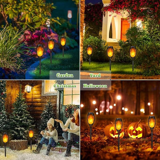Outdoor Solar Lights, 6Pack Solar Torch Light with Flickering Flame, Christmas Lights Waterproof for Christmas Decor, Tiki Torches for Outside, Luces Solares para Exteriores Pathway Yard Garden Decor