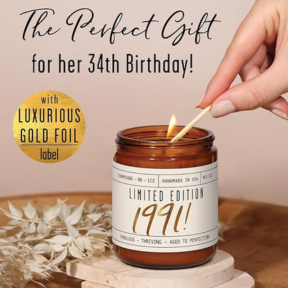 31st Birthday Gifts for Women - 'Limited Edition 1994' Soy Candle, w/Champagne on Ice I 31 Birthday Gifts for Women I 31rd Gift for Her Ideas I 9oz Reusable Jar, 50Hr Burn, Made in USA