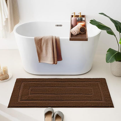 GRANNY SAYS Bathroom Rugs Non Slip 24" x 48", Bath Mats for Bathroom, Super Soft and Water Absorbent, Microfiber Washable Bath Rugs for Floor, Tub and Shower, Brown