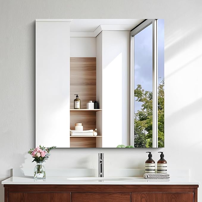 KOCUUY Large Frameless Mirror,36x36 Inch Square Bathroom Vanity Mirror for Over Sink, Upgraded Shatterproof Unframed Design for Bedroom, Living Room, Entryway
