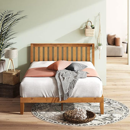 ZINUS Alexia Wood Platform Bed Frame with headboard, Solid Wood Foundation with Wood Slat Support, No Box Spring Needed, Easy Assembly, Rustic Pine, Full