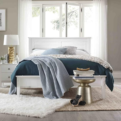 Grain Wood Furniture Greenport Solid Wood Platform Bed, Full Size, Brushed White