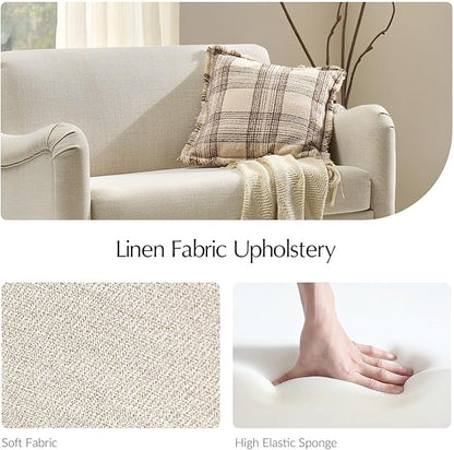 EcoHarbor Living 50.5" Mid-Century Modern Couch, Upholstered Sofa with Armrests, Stripe Mini Couches for Small Spaces, Living Room, Bedroom, Office, Apartment, Linen