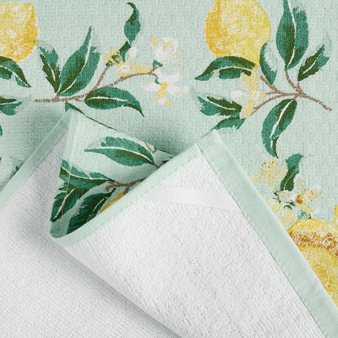 Martha Stewart Kitchen Towels 2 Pack Dual Purpose Decorative Dish Towels 16x28 Lemon Whimsy