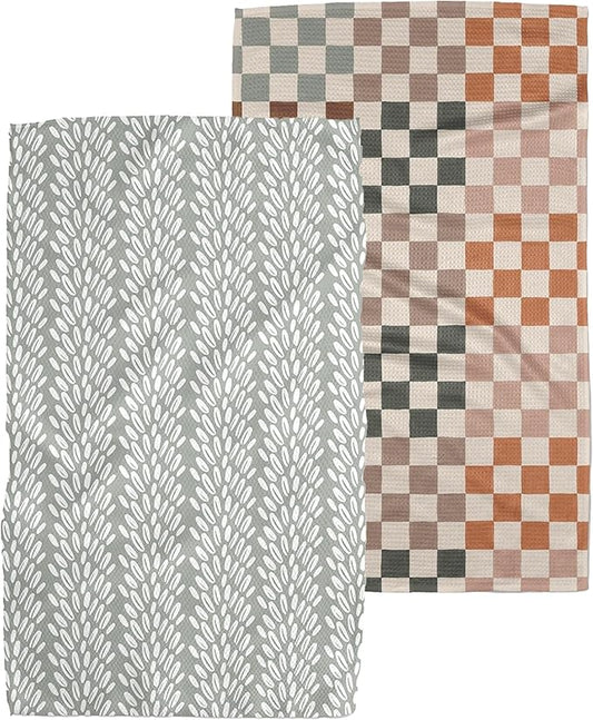GEOMETRY Kitchen Tea Towels Quick Dry Microfiber Premium Towel Every Sunday Every Level 2 Pack Set, Every Bloom