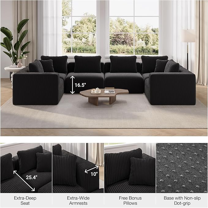 Novilla Modular Sectional Sofa, Modern Cloud Sectional Couch with Smarts Coil™ Support, Upholstered Boneless Couch for Living Room Apartments Bedroom, No Assembly Required (Loveseat)