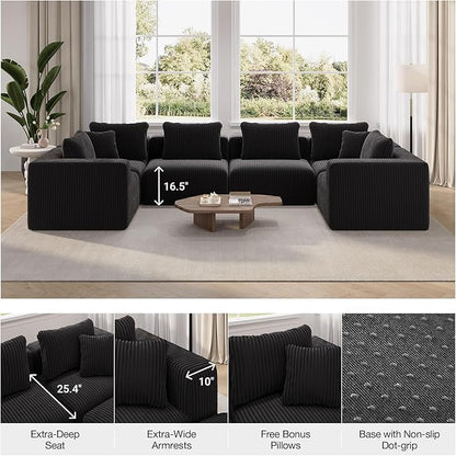 Novilla Modular Sectional Sofa, Modern Cloud Sectional Couch with Smarts Coil™ Support, Upholstered Boneless Couch for Living Room Apartments Bedroom, No Assembly Required (Loveseat)