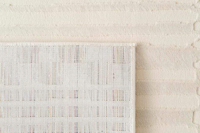 Revival Rugs Soloba 6'7"x9' Washable Area Rug for Living Room Bedroom - 100% Recycled Oeko-TEX Certified, Medium Pile, Beige, Cream