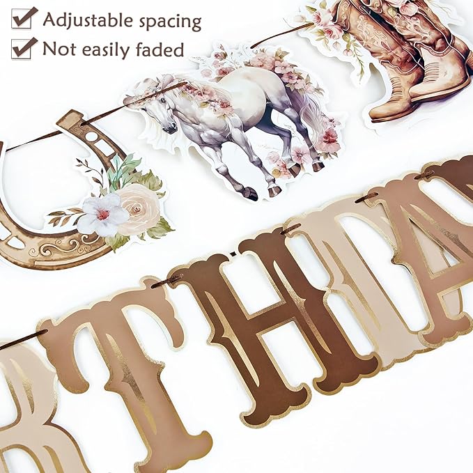 Horse Birthday Decorations,Horse Party Decorations for Girls,Cowgirl Hanging Swirls,Happy Birthday Banners, Western Party Supplies Women