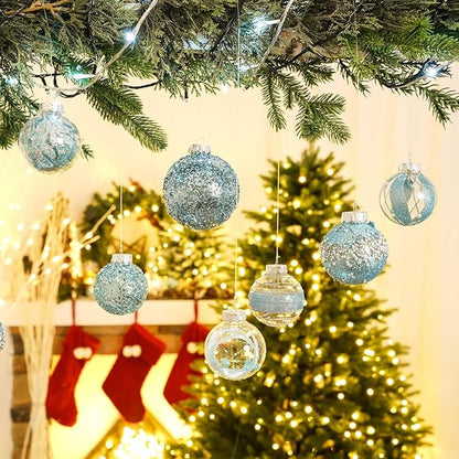 XmasExp Christmas Ball Ornaments Set 12ct Large Shatterproof Pastic Christmas Tree Decorations Hanging Ornaments for Xmas 70mm/2.76",Babyblue