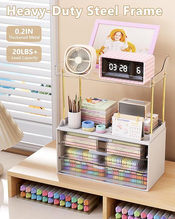 Bathroom Organizers and Storage, Makeup Organizer (Sturdy Durable Attractive), Ideal for Vanity, Countertop, Counter, Perfume, Skincare, Cabinet, Cosmetic, Dresser Organizer (White)