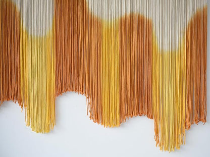 IOWER Macrame Wall Hanging Yellow Dip-Dyed Large For Living Room Boho Macrame Wall Decor 59" Wx37 L