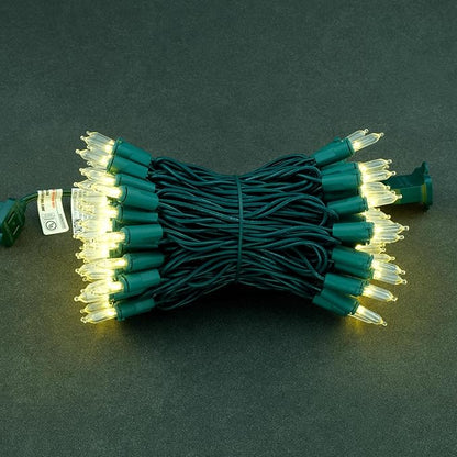 YULETIME Warm White LED Christmas Lights with Green Wire, 33 ft 100 Count UL Certified Commercial Grade Holiday String Light Set (Warm White - Green Wire)