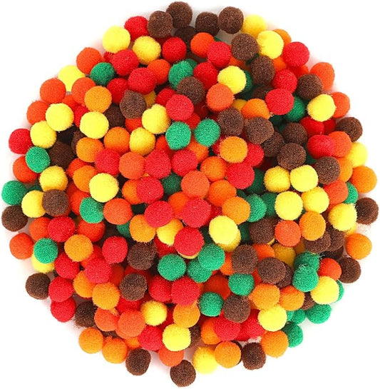 SEPGLITTER Fall Pom Poms Balls, 1000 Pieces Orange Brown Pom Poms for Crafts Making DIY Autumn Thanksgiving Party Decorations Supplies (6colors, 1 cm )