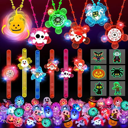 Halloween Party Favors for Kids, 100 Pack Glow in the Dark Toys Halloween Toys Bulk for Halloween Party School Classroom Prizes Goodie Bags Trick or Treats Gifts