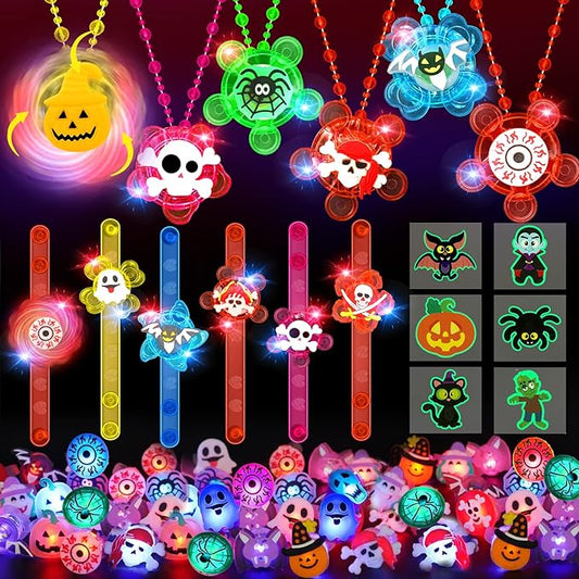Halloween Party Favors for Kids, 100 Pack Glow in the Dark Toys Halloween Toys Bulk for Halloween Party School Classroom Prizes Goodie Bags Trick or Treats Gifts