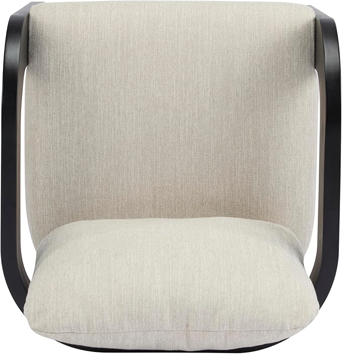 Christopher Knight Home Yorick Modern Dining Chair Set of 2 with Cushion, Solid Wood Dining Room Set, Curved Backrest Kitchen Side Chair, Living Room Comfy Extra Seat, Black+Beige