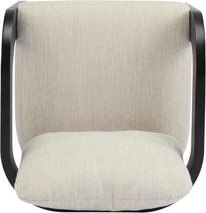 Christopher Knight Home Yorick Modern Dining Chair Set of 2 with Cushion, Solid Wood Dining Room Set, Curved Backrest Kitchen Side Chair, Living Room Comfy Extra Seat, Black+Beige