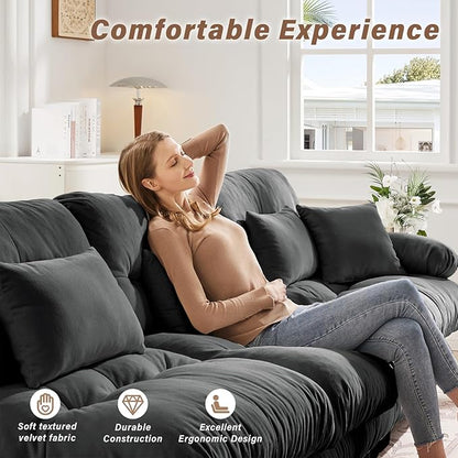 SoarFlash Sectional Sofas Couches for Living Room, L Shaped Couch Sofa Set, Small Couches for Small Spaces, Apartment with Movable Ottoman, Grey