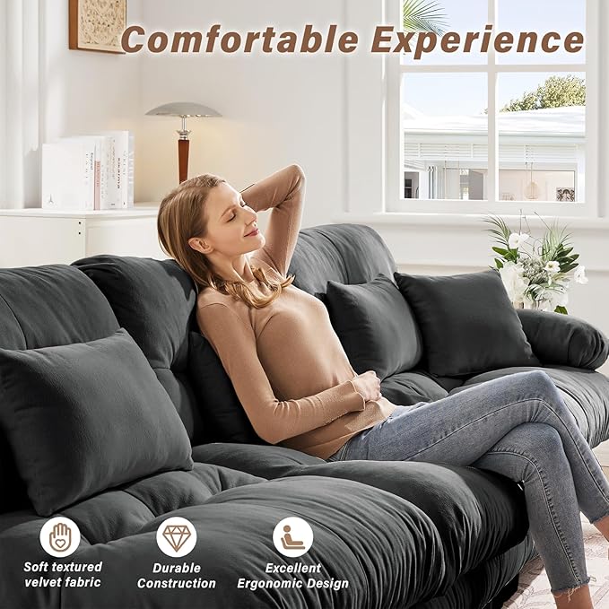 SoarFlash L Shaped Couches for Living Room, Small Sectional Sofa Set with Reversible Chaise, Modern Designed Sleeper Sofas and Modular Couch Function, Suitable for Small Spaces in Apartment, Grey