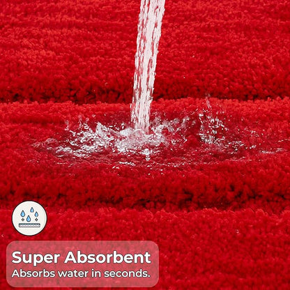 GRANNY SAYS Red Bathroom Rug, 20" x 32", Non-Slip, Absorbent, Washable, Microfiber Bath Mat for Tub, Shower Rugs