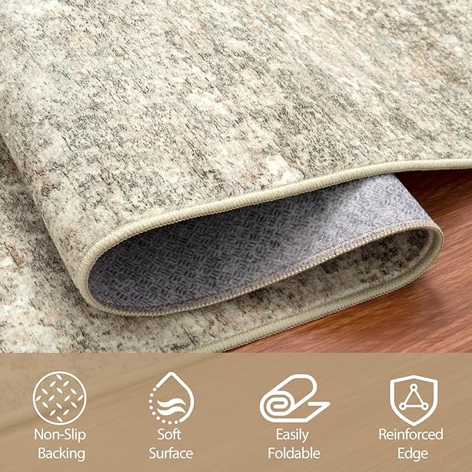 4x6 Area Rugs for Living Room Rug Washable: Abstract Rug for Dining Room Bedroom Carpet Non Slip 4 by 6 Indoor Modern Nursery Home Office Beige Brown