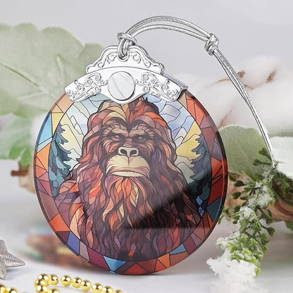 Christmas Ornament, 2025 Ornaments for Christmas Tree, Stained Glass Hanging Ornament, Holiday Ornaments, Unique Gift Idea - Sasquatch