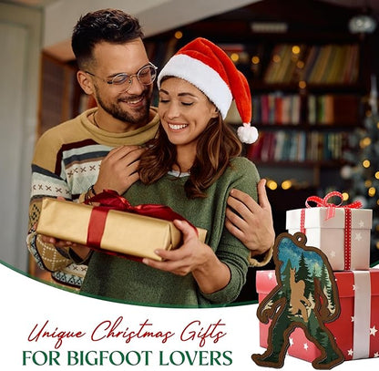 OASSIE Bigfoot Christmas Ornaments Gifts for Men Women - Triple-Layer Wooden Christmas Ornaments 2025 for Tree Decorations - Big Foot Sasquatch Gifts for Friends Family, White Elephant Gift