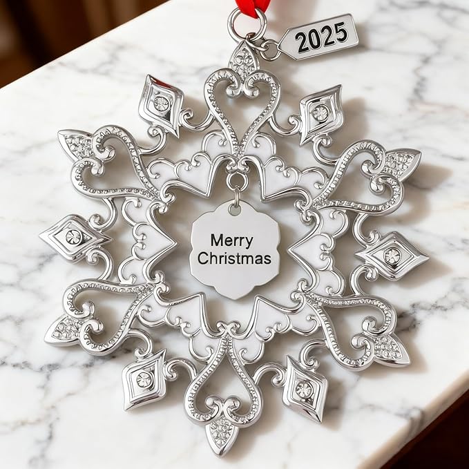 Christmas Tree Ornaments Snowflake Dated 2025, Metal Christmas Ornaments, Christmas Tree Decorations, Hanging Decoration, Angel Reindeer
