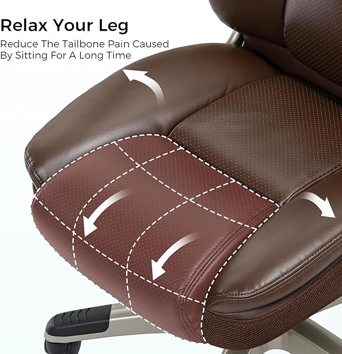 EUREKA ERGONOMIC Galene Executive Office Chair Flip Up Arm Rest, Ergonomic Desk Chair Faux Leather Computer Chair, High Back Office Chair with Headrest, Home Desk Chairs with Wheels, Brown